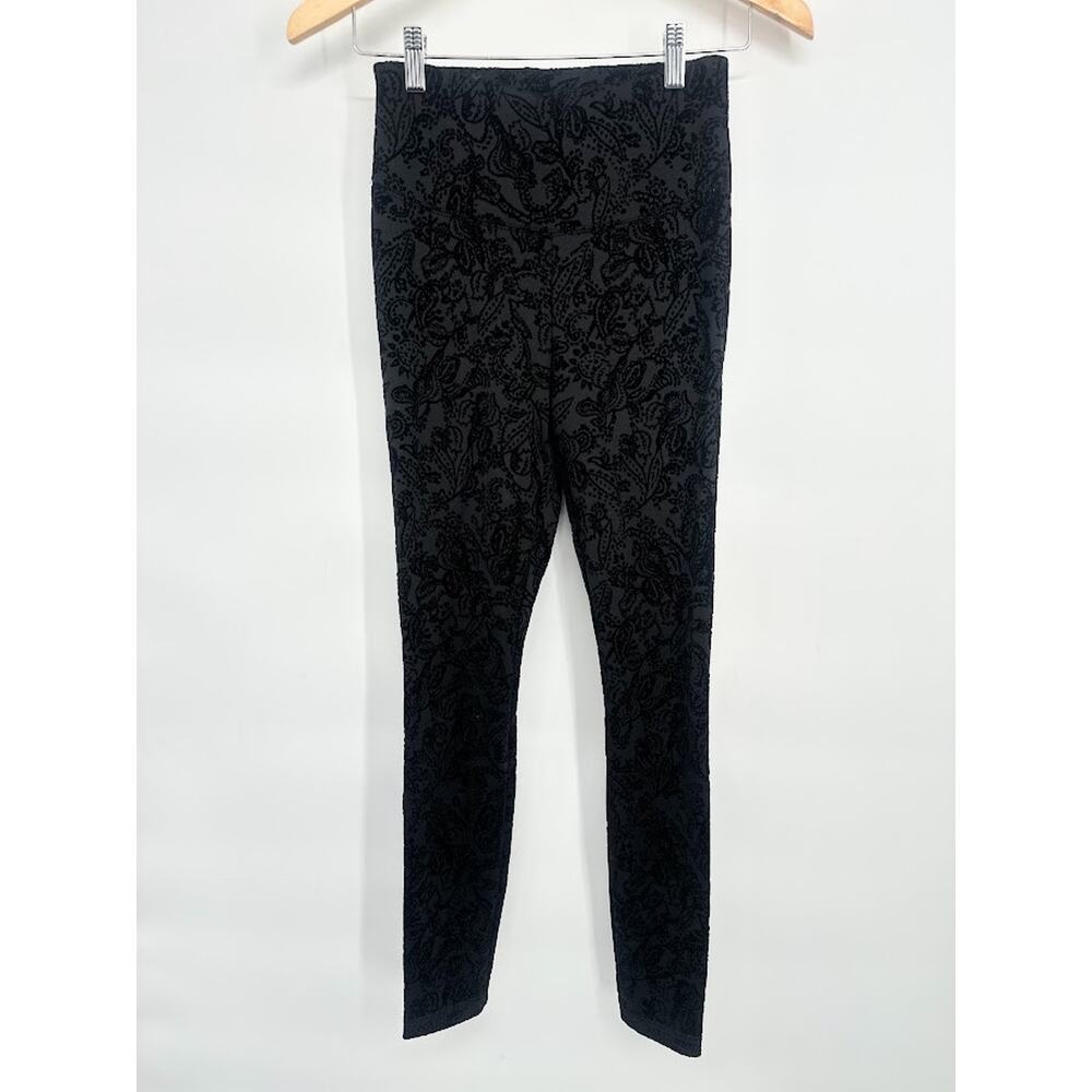 White House Black Market Velvet Burnout Runway Leggings Size 4 Black Whimsigoth